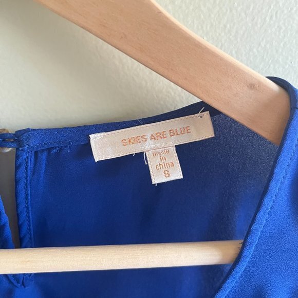 SKIES ARE BLUES SLEEVELESS SHIRT WOMENS SIZE S BLUE PEPLUM LACE LIGHTWEIGHT TOP - Picture 2 of 5